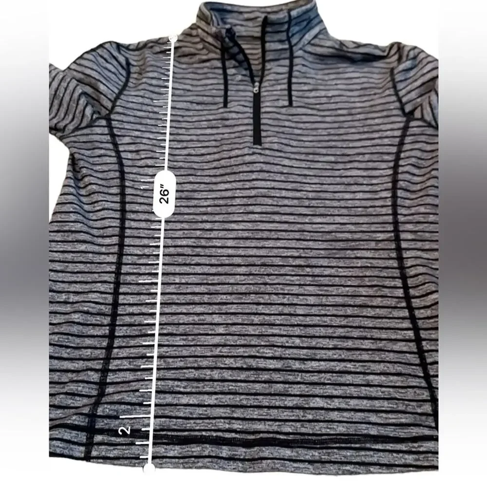 Lululemon Surge‎ Warm 1/2 Zip Jacket in Raven Stripe Black Heathered Black Sz M